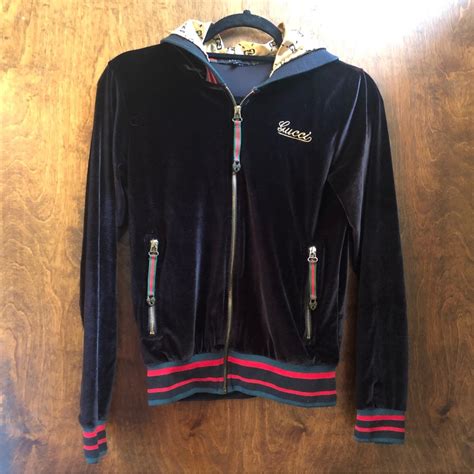 retro black gucci silk track suit
